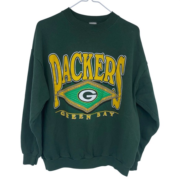 LOGO 7 Other - Vintage 90s Green Bay Packers Graphic Crewneck Sweatshirt Large Logo 7 Green NFL